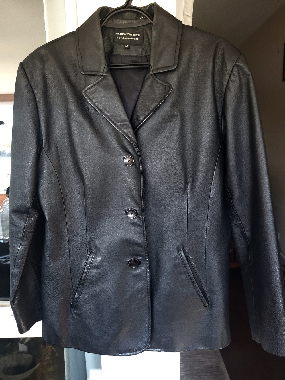 Women's Fairweather Black Leather Button-Front Jacket